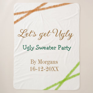 Let's get ugly Christmas ugly sweater Partyorange Sherpa Blanket