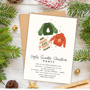 Let's get Ugly Modern Ugly Sweater Christmas Party Invitation