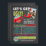 Let's Get Ugly Sweater Christmas Party chalkboard Invitation<br><div class="desc">Get UGLY with this awesome Ugly Christmas Sweater Party with room for your photo or the winner of last years party. Great fonts,  tacky reindeer sweater on a chalkboard background. Hand drawn illustration by McBooboo.</div>