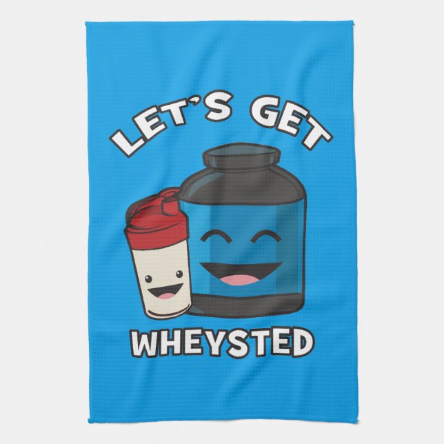 Let's Get Wheysted - Funny Bodybuilding Workout Tea Towel (Vertical)