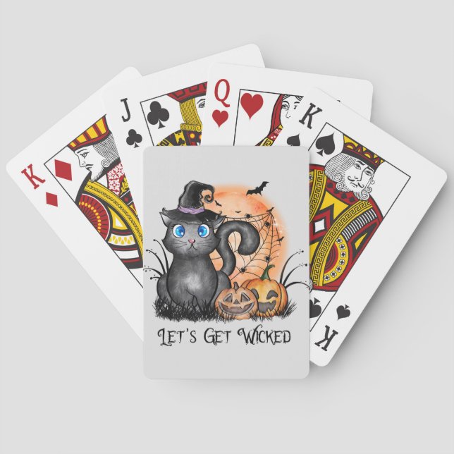 Let's Get Wicked | Black Witch Cat Playing Cards (Back)