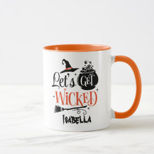 Let's Get Wicked Modern Orange and Black Halloween Mug