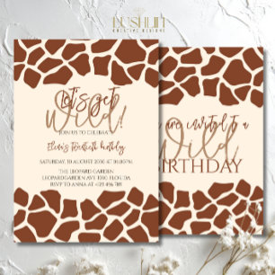 Let's get wild animal giraffe print birthday party invitation