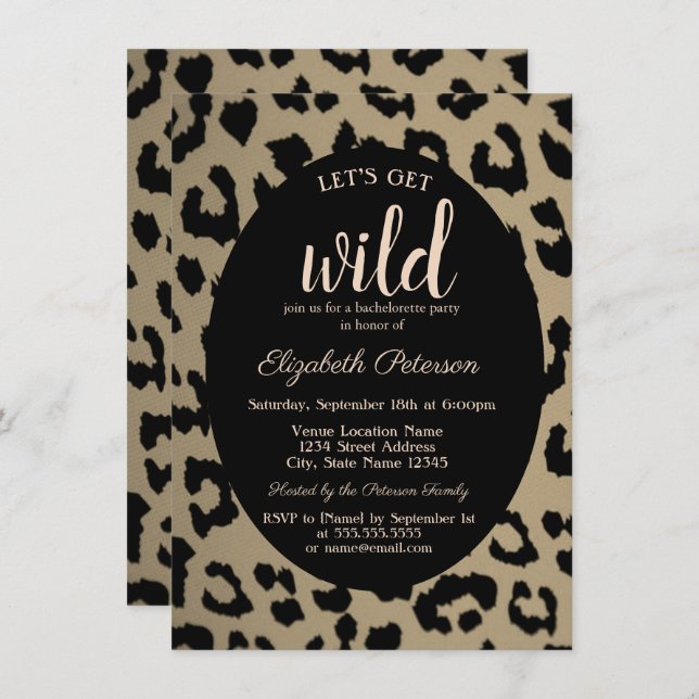 Let's Get Wild,Animal Leopard Print Bachelorette   Invitation (Front/Back)