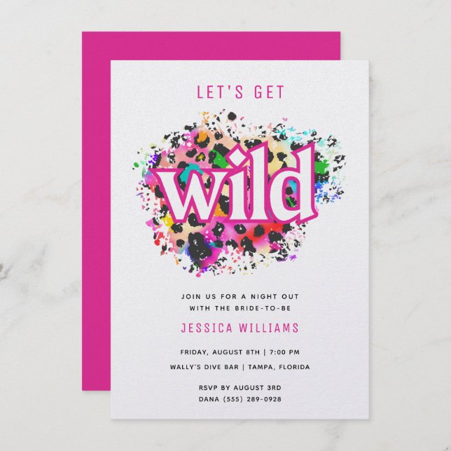 Let's Get Wild Animal Print Bachelorette Party Invitation (Front/Back)