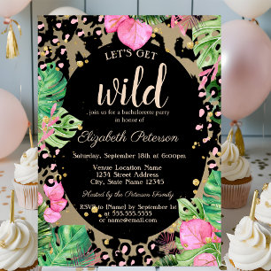 Let's Get Wild,Animal Print Leaves Bachelorette Invitation