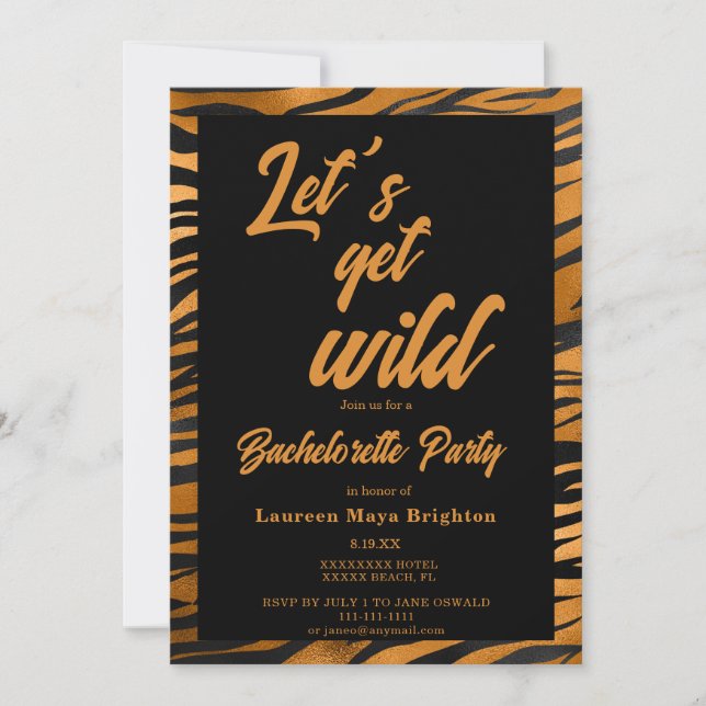 Lets get Wild Bachelorette Party Invitation (Front)