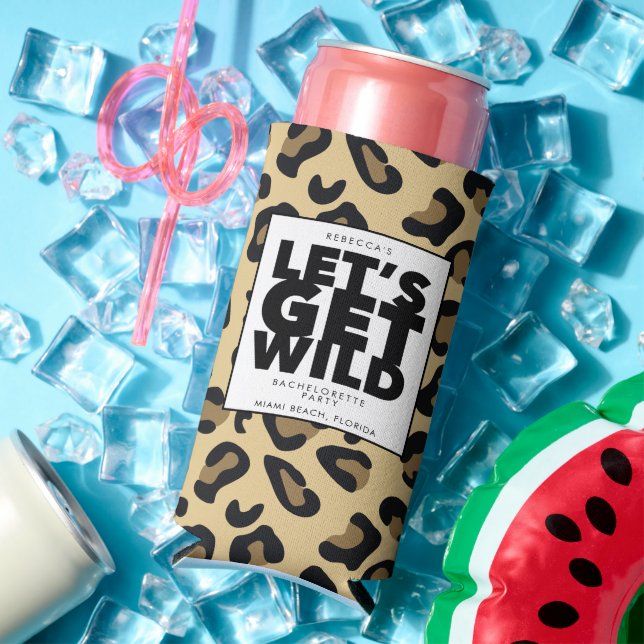 Let's Get Wild Cheetah Bachelorette Party  Seltzer Can Cooler (In Situ Summer)