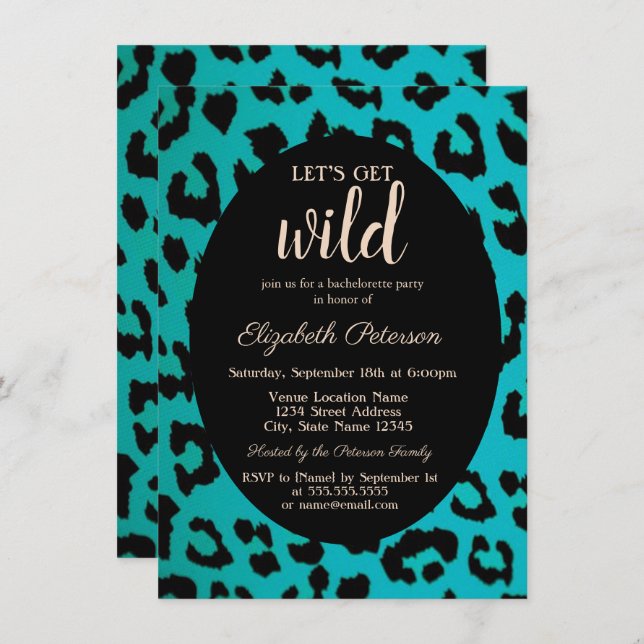Let's Get Wild Chic Leopard Print  Bachelorette   Invitation (Front/Back)