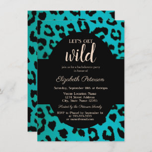 Let's Get Wild Chic Leopard Print Blue Invitation