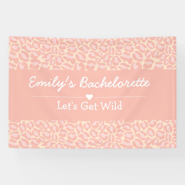Let's get Wild Fun Cheetah Pink Bachelorette Party Banner (Horizontal)