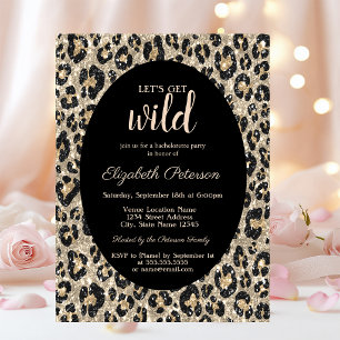 Let's Get Wild Glitter Leopard Print Bachelorette Invitation