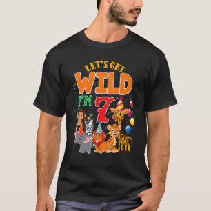 Lets Get Wild I'm 7 Zoo Safari Animal Birthday Kid T-Shirt
