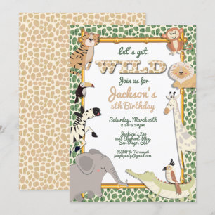 Let's Get Wild Jungle Safari Birthday Party Invitation