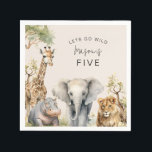 Lets Get Wild | Kids Birthday Party Napkin<br><div class="desc">Planning a birthday bash for your animal-loving kid just got a whole lot easier! Our stylish party napkins designs feature a range of safari animals and modern template text, offering a fun and unique way to bring family and friends together. So, why not make this birthday extra memorable with an...</div>