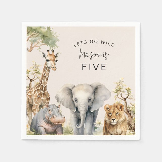 Lets Get Wild | Kids Birthday Party Napkin (Front)