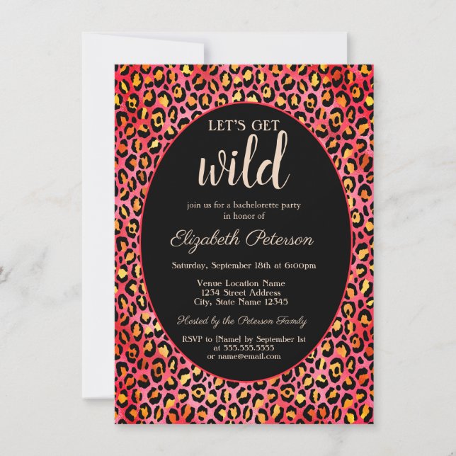 Let's Get Wild Leopard Print  Bachelorette  Invitation (Front)