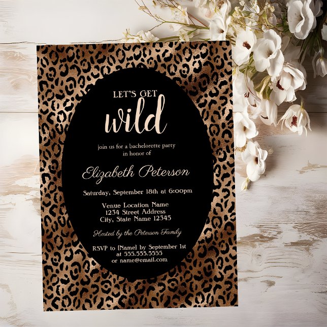 Let's Get Wild Leopard Print Elegant Bachelorette  Invitation (Creator Uploaded)