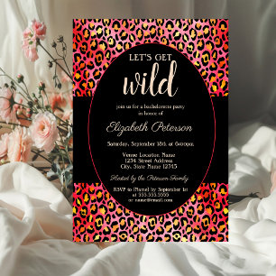 Let's Get Wild Leopard Print Red Bachelorette  Invitation