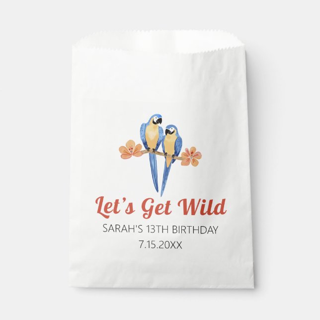 Let's Get Wild Macaw Jungle Watercolor Favour Bag (Front)