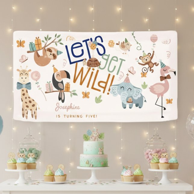 Let's get wild safari animals kids birthday party banner (Creator Uploaded)