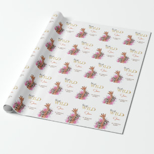 Let's get wild safari animals kids birthday party wrapping paper