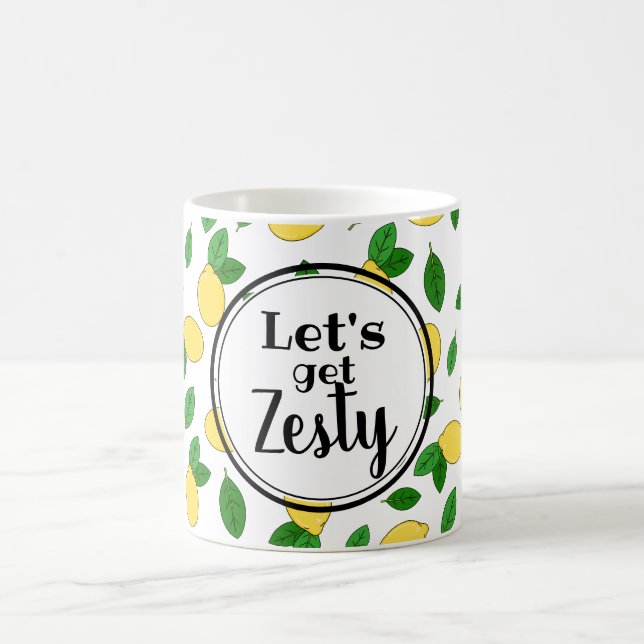 Lets get Zesty Funny Quote Lemon Clip art Pattern Coffee Mug (Center)