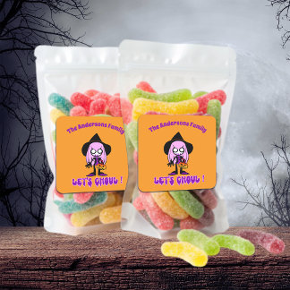 Let's Ghoul Funny Halloween Trick Treats Witch Square Sticker