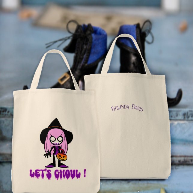 Let's Ghoul Funny Halloween Trick Treats Witch  Tote Bag (Creator Uploaded)
