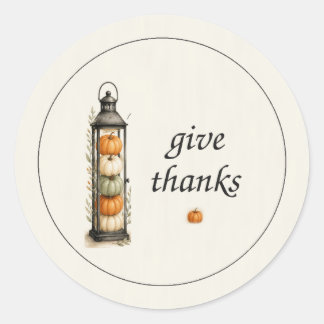 Lets Give Thanks Pumpkin Lantern Thanksgiving Classic Round Sticker