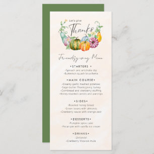 Let's Give Thanks Pumpkin Thanksgiving Dinner  Menu