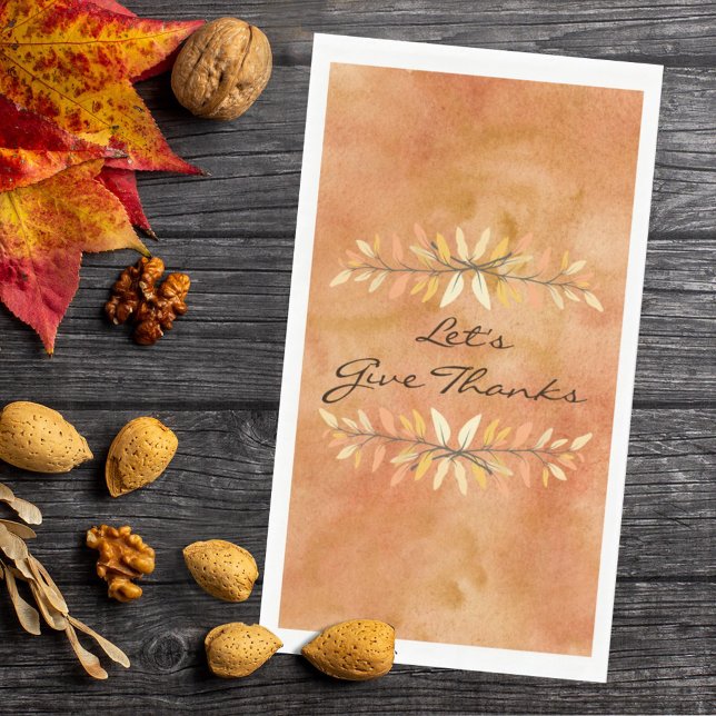 Let's Give Thanks Thanksgiving Autumn Leaf Borders Napkin (Creator Uploaded)