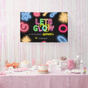 Let's glow crazy neon birthday laser party banner