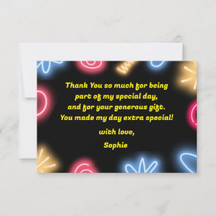 Let's glow crazy neon birthday laser party thank you card