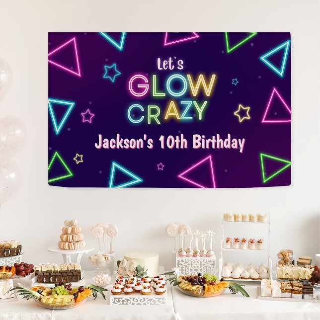 Let's GLOW Crazy Neon Colourful Birthday Party Banner (Creator Uploaded)