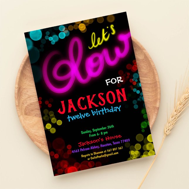 Lets Glow Neon Party Birthday Invitation (Creator Uploaded)