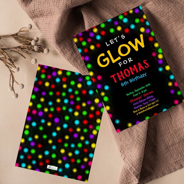 Lets Glow Neon Party Birthday Invitation (Creator Uploaded)