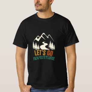Lets Go Adventure Vintage Mountain Hiking Retro Gr T-Shirt