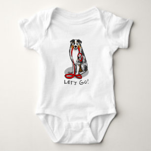 Let's Go! Australian Shepherd (blue merle tan/w 1) Baby Bodysuit