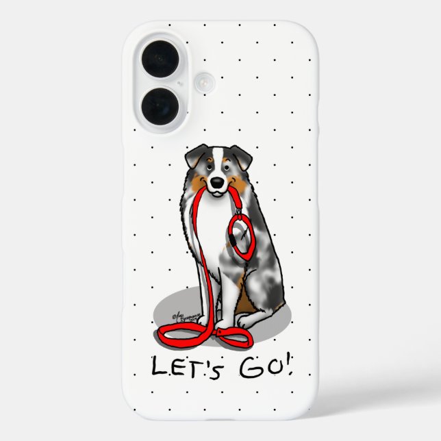 Let's Go! Australian Shepherd (blue merle tan/w 1) Case-Mate iPhone Case (Back)