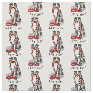Let's Go! Australian Shepherd (blue merle tan/w 1) Fabric