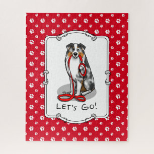 Let's Go! Australian Shepherd (blue merle tan/w 1) Jigsaw Puzzle