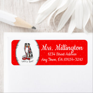 Let's Go! Australian Shepherd (blue merle tan/w 1) Return Address Label