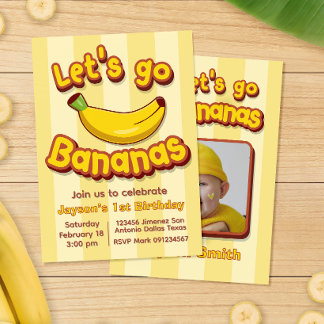Let's Go Banana Birthday Invitation