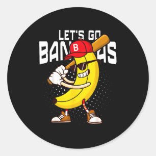 Lets go banana retro banana shirt boys kids men classic round sticker