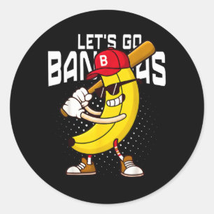 Lets Go Banana Retro Banana Shirt Boys Kids Men Classic Round Sticker