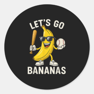 Lets Go Banana Retro Boys Kids Men Youth Classic Round Sticker