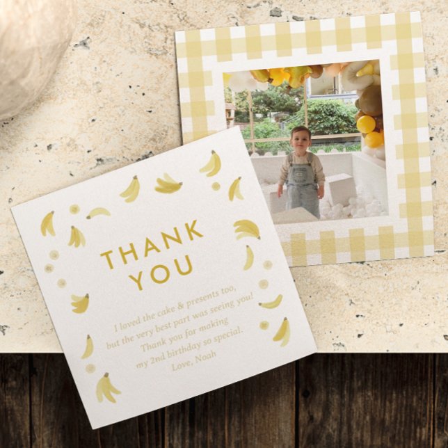 ‘Lets Go Bananas’ Banana Party Personalised Photo Thank You Card (Creator Uploaded)