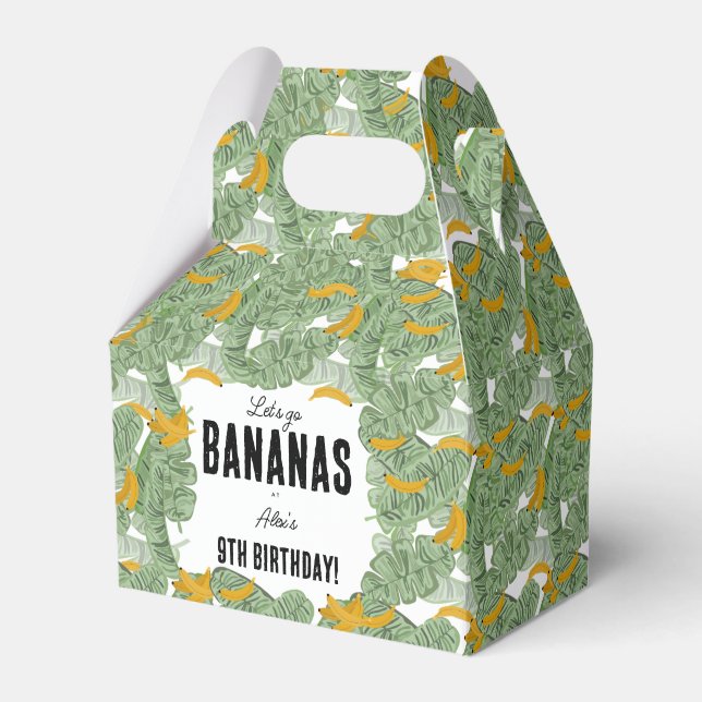 Let's go Bananas Banana Tropical Birthday Theme Favour Box (Front Side)