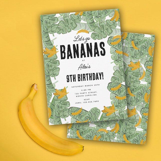 Let's go Bananas Banana Tropical Birthday Theme Invitation (Let's go Bananas Banana Tropical Birthday Theme Invitation)